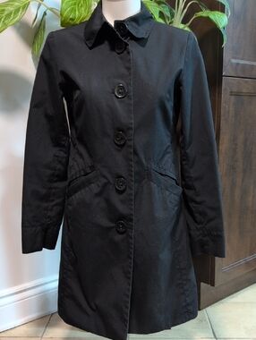 Roxy Black Button-Front Trench Coat